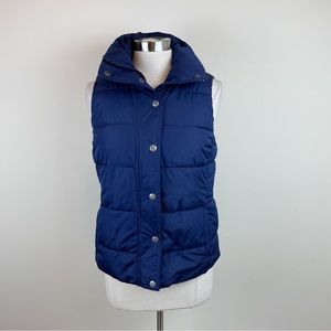 Old Navy Solid Navy Blue Puffer Vest Winter Outdoor Women Medium Casual